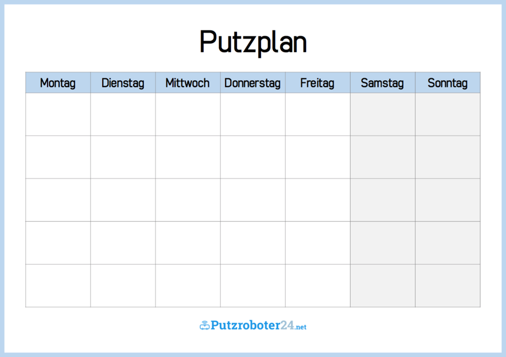 🥇 Putzplan Vorlage 8 Putzpläne für Paare, WGs, Singles ...